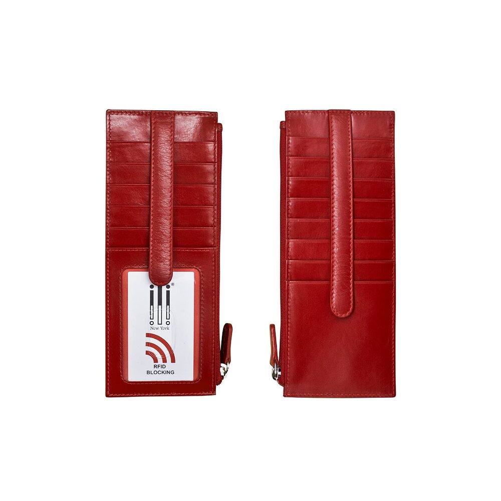 9092 Long Double Sided Slim Wallet, RFID Blocking Card Holder with ID